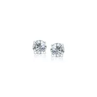 14k White Gold 3mm Faceted White Cubic Zirconia Stud Earrings