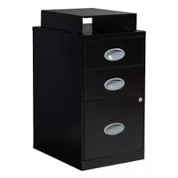 OSP Home Furnishings - 3 Drawer Locking Metal File Cabinet with Top Shelf - Black