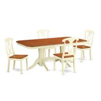 Rubberwood 5-piece Dining Table Set Includes Dining Table and Wooden Chairs - Buttermilk and Cherry Finish - NAKE5-WHI-W