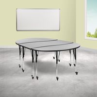 3 Mobile Piece 86" Oval Wave Flexible Adjustable Activity Table Set - Grey