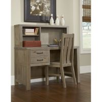 Highlands Desk with Hutch and Chair, Driftwood - 48H x 48.75W x 23.75L - Driftwood