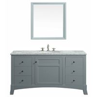 Eviva New York 48 inch Gray Bathroom Vanity with White Carrara Countertop and Undermount Porcelain Sink - 47-49 in. - 18 to 34 Inches - 6 or More Drawers - Single - Ash Finish - Includes Hardware - Undermount - Modern & Contemporary - Oval - Grey - Marble - 1 Cabinet - 48 Inch - Freestanding - Single Vanities - Wood - Assembled