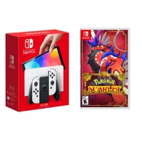 Nintendo - Switch OLED White + Pokemon Scarlet BUNDLE