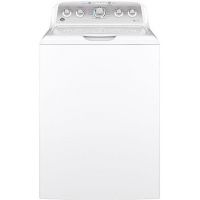 GE - 4.6 Cu. Ft.  Top Load Washer - White On White/Silver
