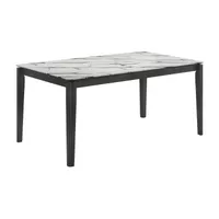 Stevie Rectangular Dining Table with Faux Marble Top White and Black