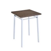Contemporary Style Square Wood and Metal Bar Table, Brown and Silver - Brown