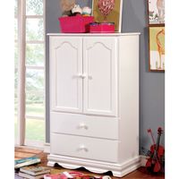 Jevi Transitional 2-Drawer Solid Wood Youth Armoire by Furniture of America - White