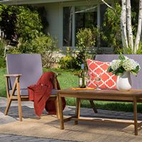 Christopher Knight Home 300251 Manarola 4-Piece Outdoor Acacia Wood Chat Set | in Teak Finish/Grey