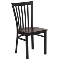 HERCULES Series School House Back Metal Restaurant Chair - Wood Seat - Black, Mahogany