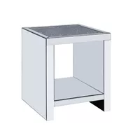 ACME Noralie End Table, Clear Glass, Mirrored & Faux Diamonds