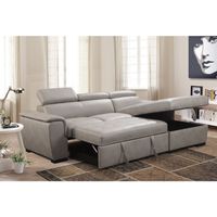 Abbyson Metro Stain-Resistant Fabric Storage Sectional with Pullout Bed - Grey