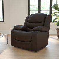 Plush Brown LeatherSoft Lever Rocker Recliner with Padded Arms - Brown Faux Leather