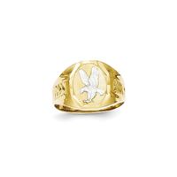10 Karat Yellow Gold & Rhodium Men's Eagle Ring - Finger Size 10