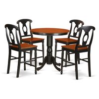 Mahogany and Oak Rubberwood Five-piece Counter-height Dining Room Set - Black & Cherry