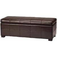 SAFAVIEH Madison Brown Bicast Leather/Wood Storage Bench - 46.9" x 18.3" x 16.7" - Brown - Leather/Wood - Leather/Wood
