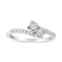 10K White Gold 1/4 Cttw Miracle Set Round Cut Diamond Two-Stone Ring (H-I Color, I2 Clarity) - Choice of size