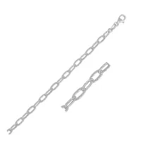 14k White Gold Anklet with Fancy Hammered Oval Links (10 Inch)