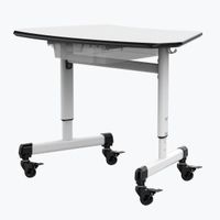 Luxor Height-Adjustable Trapezoid Student Desk with Drawer - White/Grey