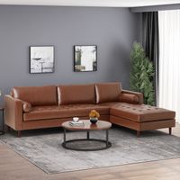 Malinta Contemporary Tufted Upholstered Chaise Sectional by Christopher Knight Home - 109.50" L x 70.75" W x 33.50" H - Cognac Brown + Espresso