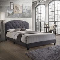 Acme Furniture Tradilla Grey Fabric Queen Bed - Queen Bed, Gray Fabric, 83" x 64" x 50"H