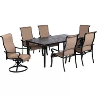 Brigantine 7pc: 4 Sling Chairs, 2 Sling Swivel Rockers, 40x70" Cast Table
