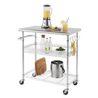 TRINITY EcoStorage 34-inch Stainless Steel Kitchen Cart - Kitchen Cart - Stainless Steel - EcoStorage Chrome