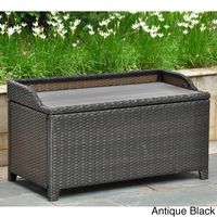 International Caravan Barcelona Resin Wicker/Aluminum Outdoor Storage Bench - Antique Black