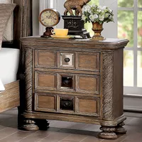 Transitional Wood 3-Drawer Nightstand in Rustic Natural Tone