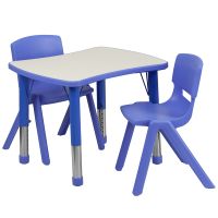 14.5-23.5-Inch Height-adjustable Rectangular Plastic Preschool Activity Table Set - Blue, Grey