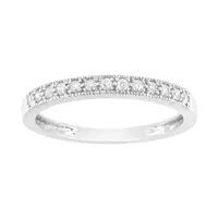 IGI Certified 10K White Gold 1/6 ct. TDW Diamond Band Ring (I-J,I2-I3) - Choice of size