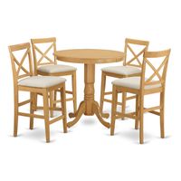 Natural/Beige Solid Wood 5-piece Counter-height Dining Set - Microfiber