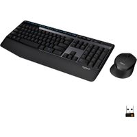 Logitech - MK345 Wireless Ergonomic Membrane Keyboard and Mouse Bundle for PC - Black/blue