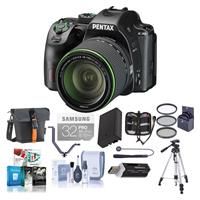Pentax K-70 24MP Full HD DLR Camera with SMC DA 18-135mm f/3.5-5.6 ED AL DC WR Lens, Black - Bundle with Holster Case, Spare Battery, Tripod, 62mm Filter Kit, Cleaning Kit, Software Package and More