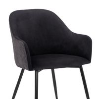 Pixie Two Tone Fabric Dining Room Chair with Black Metal Legs - Black