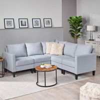 Zahra Modern Fabric  5-piece Sofa Sectional by Christopher Knight Home - Light grey
