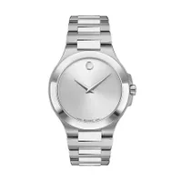 Movado - Mens Corporate Exclusive Silver-Tone Stainless Steel Watch Silver Dial