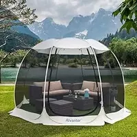 Alvantor Screen House Room Camping Tent Outdoor Canopy Pop Up Sun Shade Shelter 8 Mesh Walls Not Waterproof Beige 12'x12' Patent Pending