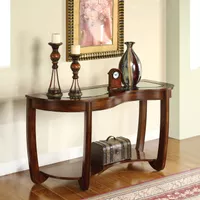 Transitional Solid Wood 1-Shelf Console Table in Dark Cherry