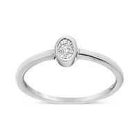 .925 Sterling Silver Miracle Set Diamond Accent Oval Promise Ring (J-K Color, I1-I2 Clarity) - Choice of size