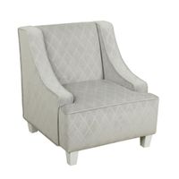 HomePop Swoop Children's Chair - Light gray soft touch plush with geometric pattern
