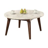 ACME Gasha Coffee Table, White Nature Marble Top & Walnut