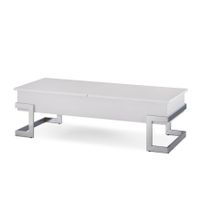 ACME Calnan Coffee Table w/Lift Top, WhiteHigh Gloss & Chrome