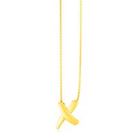 14K Yellow Gold Polished X Necklace (17 Inch)