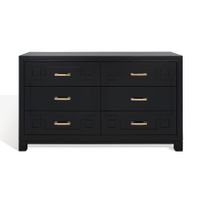 SAFAVIEH Couture Raina 6 Drawer Dresser - Black/Gold