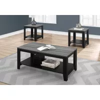 Table Set/ 3pcs Set/ Coffee/ End/ Side/ Accent/ Living Room/ Laminate/ Black/ Grey/ Transitional