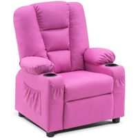 Mcombo Big Kids Recliner Chair for Toddler Boys and Girls Faux Leather - Pink