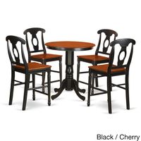 Traditional Black and Cream Rubberwood Five-piece Counter-height Dining Set - Black & Cherry