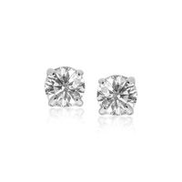 14k White Gold Stud Earrings with White Hue Faceted Cubic Zirconia 