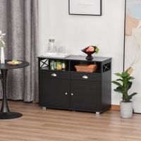 HOMCOM Sideboard Buffet Storage Cabinet Server Console Table with Drawers for Living Room, Dining Room - Black