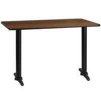 30'' x 48'' Rectangular Laminate Table Top with 5'' x 22'' Table Height Bases - 30"W x 48"D x 31.125"H - Walnut
